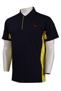 P1021 訂做撞色Polo恤 物業管理公司 制服 Polo恤供應商      黑色撞黃色